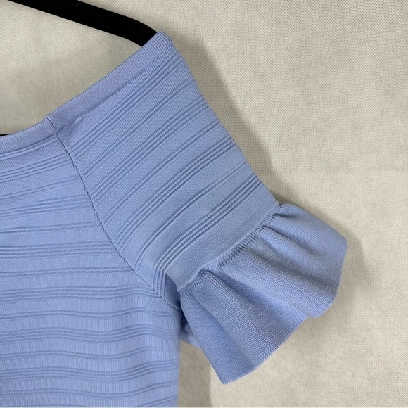 Ted Baker Misteey Bardot Frill Knitted Off Shoulder Top Size 6 US 16 Blue - Picture 16 of 16